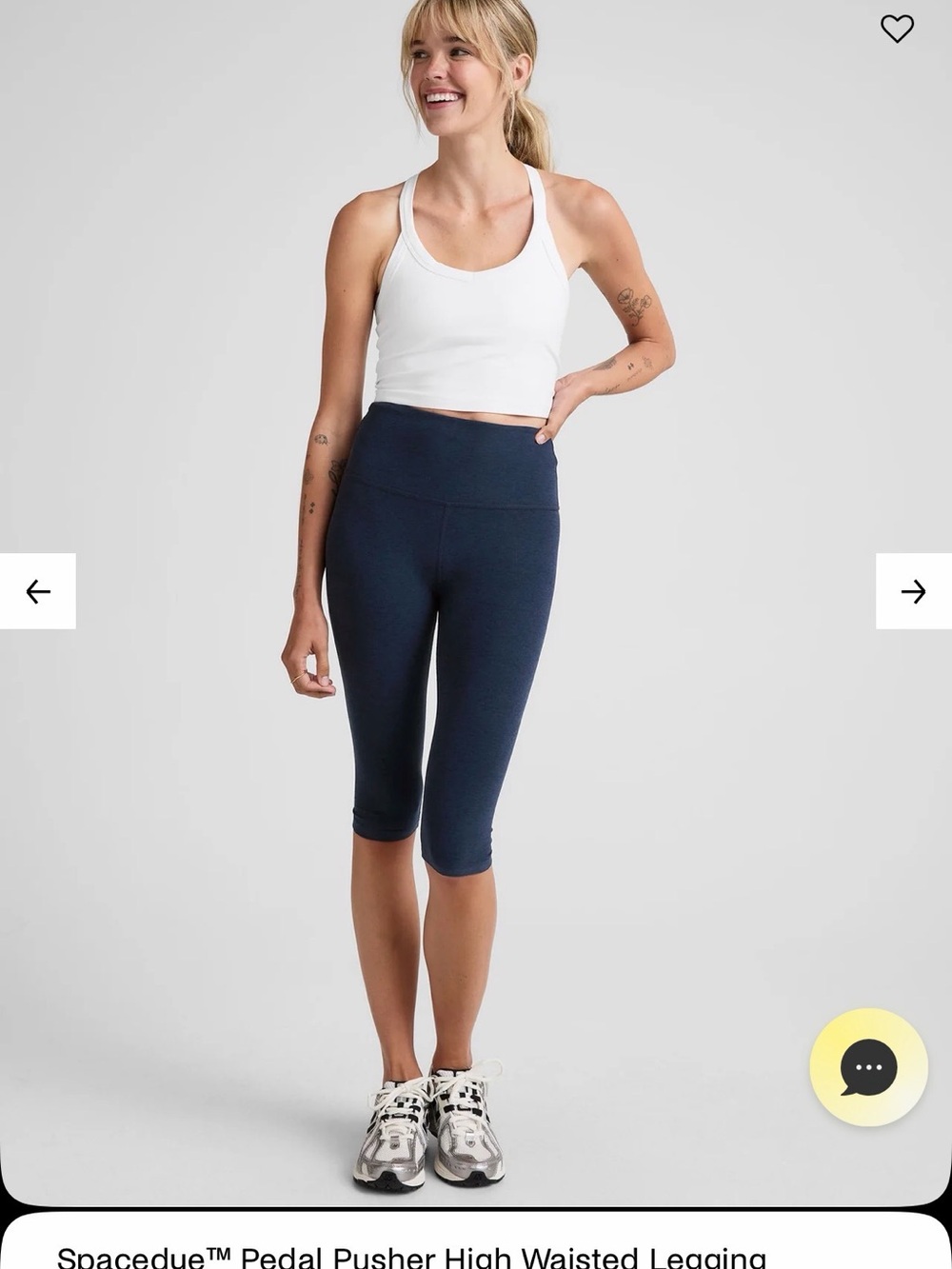 NWT Beyond Yoga High-Waisted Navy Pedal Pusher Capris